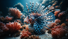 海底世界珊瑚礁狮子鱼图片